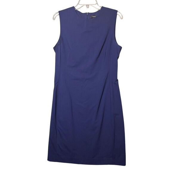 Theory Dress Womens 10 Blue Sleeveless Sheath E Gano Wool Blend Office Career - Picture 2 of 11
